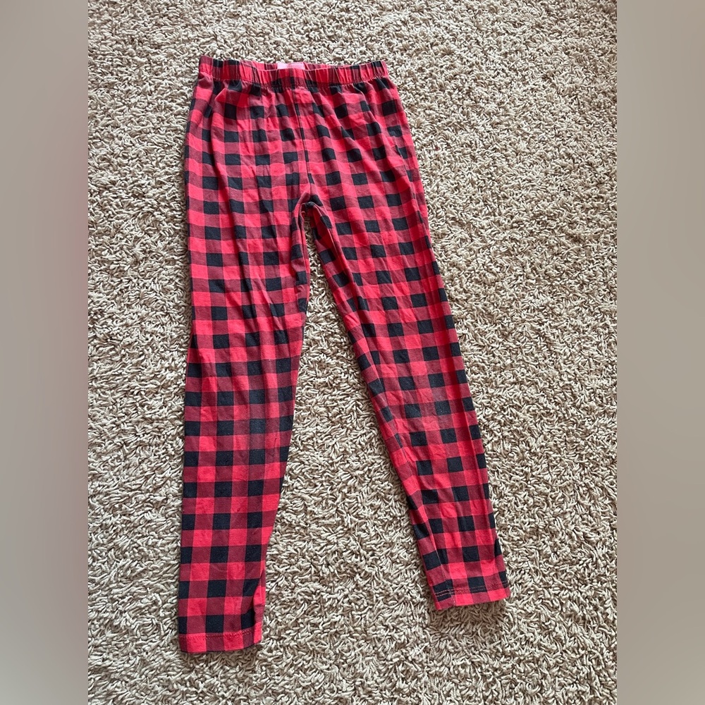 Girls Freestyle Revolution Red & Black Plaid Leggings Size 8